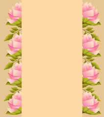 beautiful flowers garden poster with roses pink frame