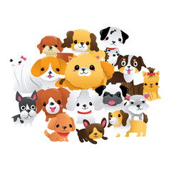 Super Cute Cartoon Puppies Group