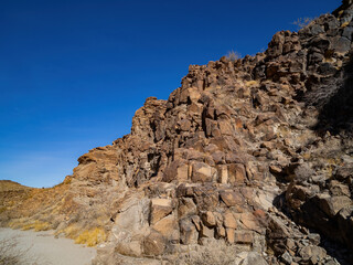 Sunny view of the beautiful landscape around Petroglyph Canyon Trail