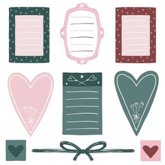 Valentines Day stickers set with love elements, hearts  and shapes