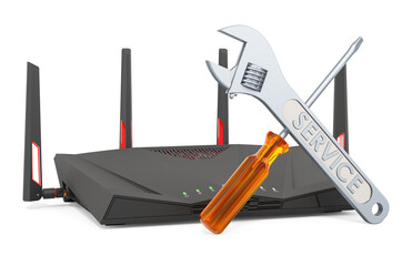 Service and repair of wi-fi router 6G, 3D rendering