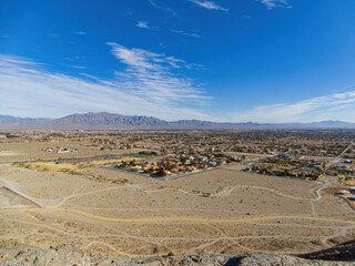 High angle view of the cityscape from Lone Mountain
