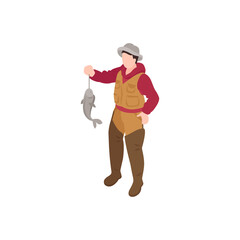 Fisherman Isometric Icon