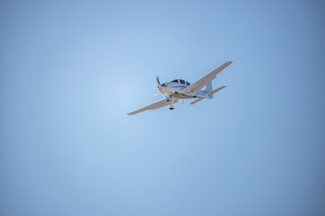 Fototapeta na wymiar Small aircraft landing at Centennial Airport, Englewood, Colorado
