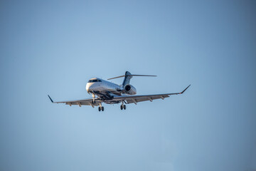 Small aircraft landing at Centennial Airport, Englewood, Colorado
