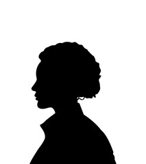 Black color silhouette of people profile picture on white background. Vector illustration. Unknown person.