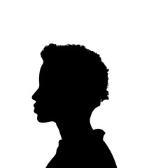 Black color silhouette of people profile picture on white background. Vector illustration. Unknown person.