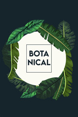 botanical lettering in poster with leafs in square frame