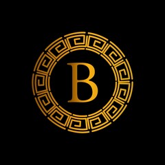 Fancy logo design template, simple B initials on black background, suitable for restaurants, hotels, cafes, shops, fashion, beauty salons, etc. vector design
