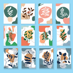 Minimalist botanical card template design, pastel vintage theme