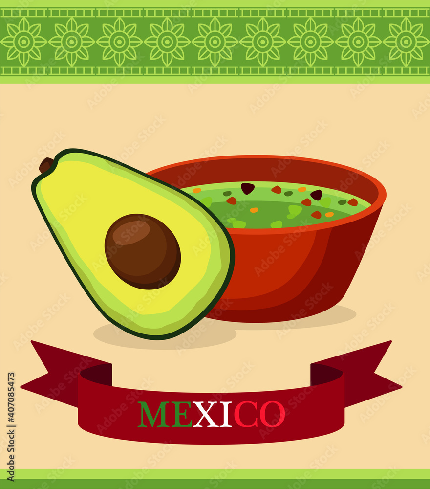 Canvas Prints mexican food restaurant poster with avocado and guacamole