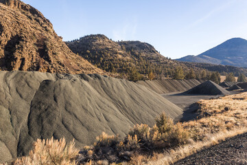 Commercial extraction site of stone and gravel. Central Oregon