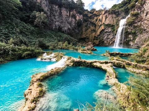 The beautiful El Salto del Meco waterfall, Huasteca Potosina, San Luis Potosi, Mexico