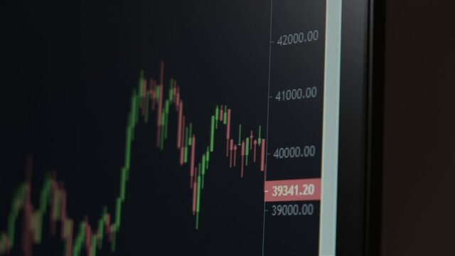 Graph of crypto currency online. Quotes of eth and btc at stock exchange.