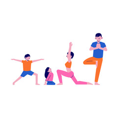 Fototapeta na wymiar Family Yoga Illustration