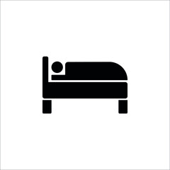 Bed Icon vector. Simple flat symbol. Perfect Black pictogram illustration on white background.