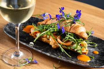 croissant with salmon and cream cheese