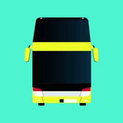 Flat style concept of public transport. Set of city bus with front and side view, bus stop and ticket machine. Isolated vector illustration.