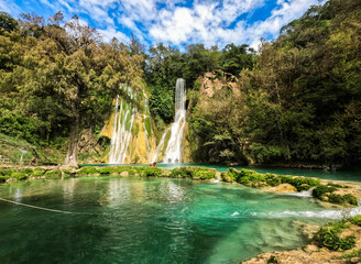 The beautiful Minas Viejas waterfall, Huasteca Potosina, San Luis Potosi, Mexico