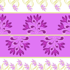  Seamless floral pattern, vector. Purple flowers on white background.