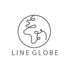 simple globe outline logo circle design vector illustration
