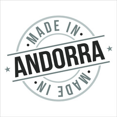Made in Andorra Quality Original Stamp Design Vector Art Tourism Souvenir Round National Product Seal.