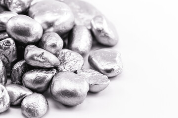 platinum nuggets, isolated. Precious metal known as another white, luxury concept.