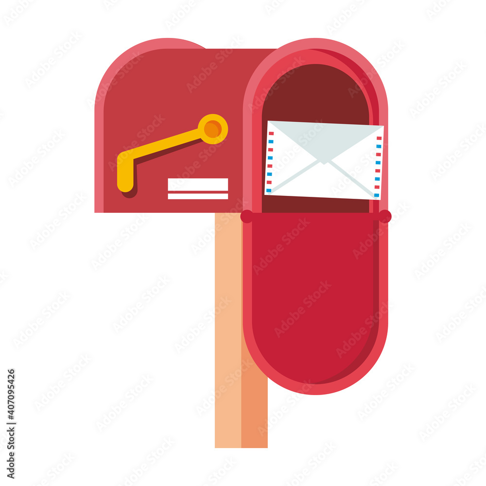 Poster mail box open with envelope icon