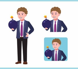 Young man in an afro hair suit_B