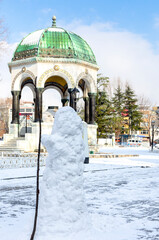 The beautiful landscape with German Fountain in old Hippodrome, Istanbul, Turkey one winter day...