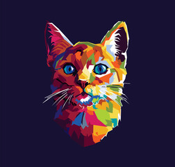 vector illustration of a cat head in the style of pop art