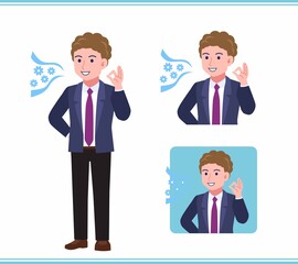 Young man in an afro hair suit_B