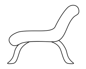 Fototapeta premium Daybed or chaise longue on high legs - vector linear illustration for coloring. Outline. Lounge furniture - chaise lounge or large armchair for coloring