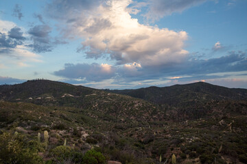 clouds over the green mountains of Angeles National Forest, California