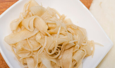 Chopped ginger root for pickling