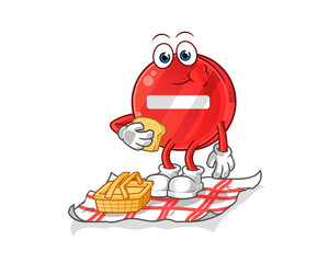 stop sign on a picnic cartoon. cartoon mascot vector