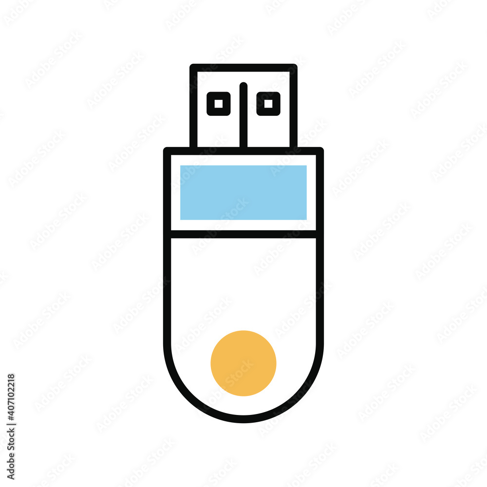 Poster usb memory line and fill style icon