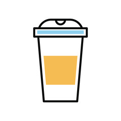 drink in plastic container line and fill style icon