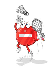 stop sign smash at badminton cartoon. cartoon mascot vector
