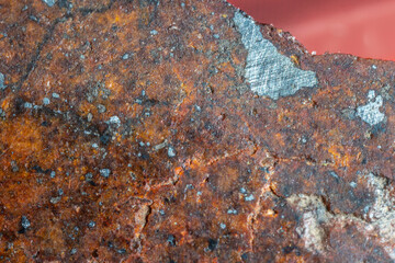 Inside slice of Chondrite Meteorite L Type isolated, piece of rock formed in outer space in the...