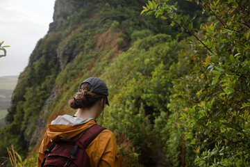 Naklejka premium hiker in the mountains