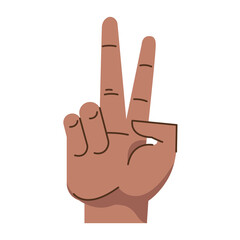 afro hand human peace and love symbol gesture icon