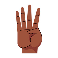 afro hand human four number symbol gesture icon