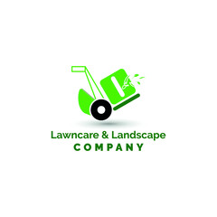 I Initial Letter with grass machine for Lawn Care, garden, maintenance and Landscape Logo Design Vector Template