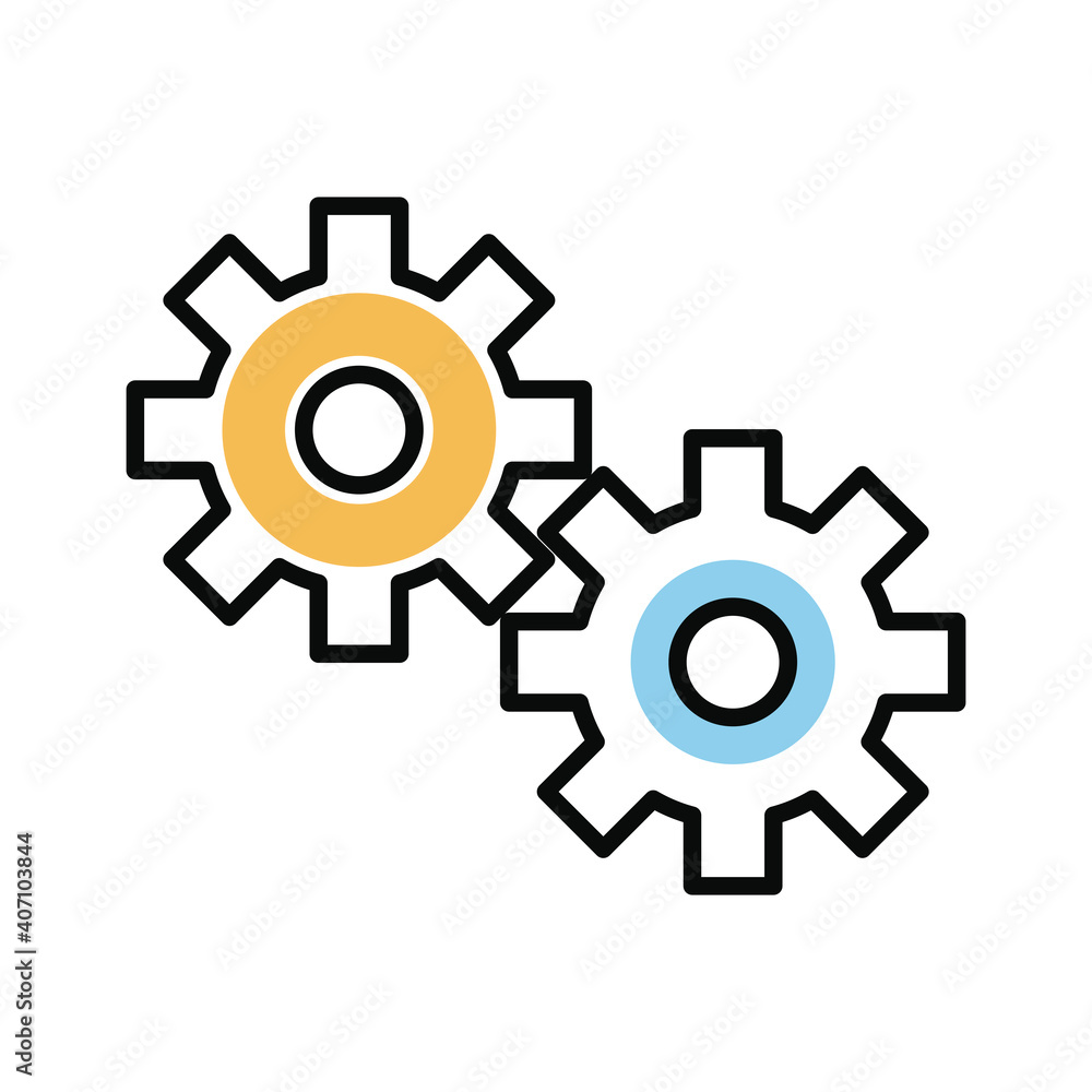 Poster gears settings machine line and fill style icon