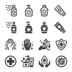 sanitizer and alcohol gel icon set,vector and illustration