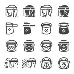 face shield icon set,vector and illustration