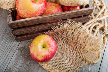 apple and wooden box with apples