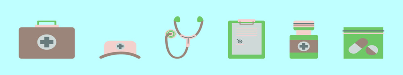 Obraz premium set of medical cartoon icon design template with various models. vector illustration isolated on blue background