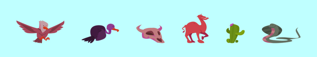 set of desert animals cartoon icon design template with various models. vector illustration isolated on blue background